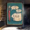 Funny Toilet Paper Toothbrush Poster and Prints Retro Abstraction Canvas Painting Wall Art Picture for Bathroom Room Home Decor