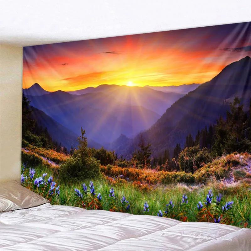 Wall Hanging Boho Tapestry Mandala Art Decoration Beautiful Sunrise Sunset Landscape Large