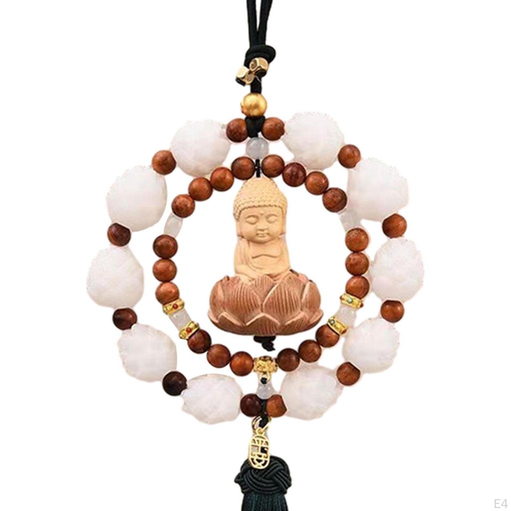 Подвеска Будды для автомобиля, деревянное украшение для фэн-шуй и дизайна интерьера