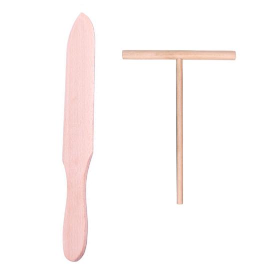 1 Set Pancake Spatula Non-stick Wooden Crepe Spreader Durable Convenient Pancake Tool for Home Kitchen