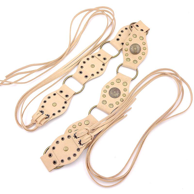 Ремень из микрофибровой кожи в стиле ретро с декором в виде заклепок в ковбойском стиле