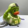 Whimsical Army Duck Statue , Green Camouflage Soldier Rubber Duck with Saluting Gesture, Resin Home Decor for Desk or Tabletop