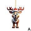 2D Acrylic Cartoon Fawn Christmas Tree Pendant Christmas Cute Christmas Easter Fawn Cartoon Decorations Hat Print Z8U6