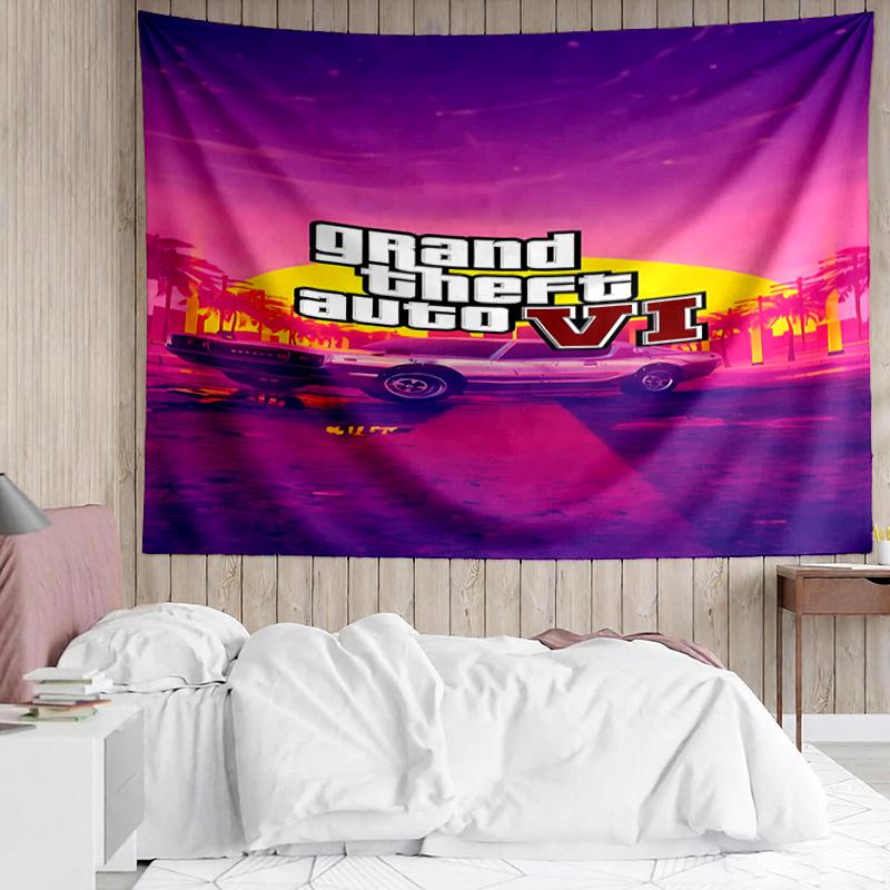 Game Grand Theft Auto Tapestry for Bedroom Aesthetic Classroom Tapestries Wall Hanging for Living Room Dorm Office,Ideal Creative Gift