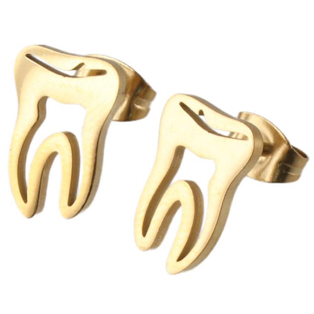 Jewelry Gift Asymmetric Stud Earrings Tooth Stud Earrings Stainless Steel Doctor Nurse Accessories