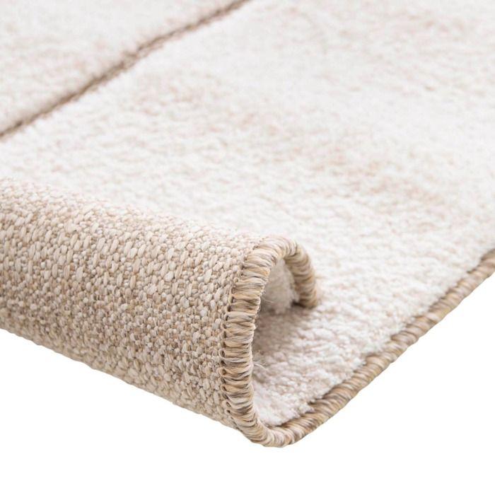 Tapis salon doux à relief géométrique blanc 160x230
