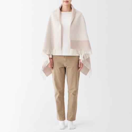 MUJI Шерстяное двустороннее одеяло розовое 80ÁE30см 83437602