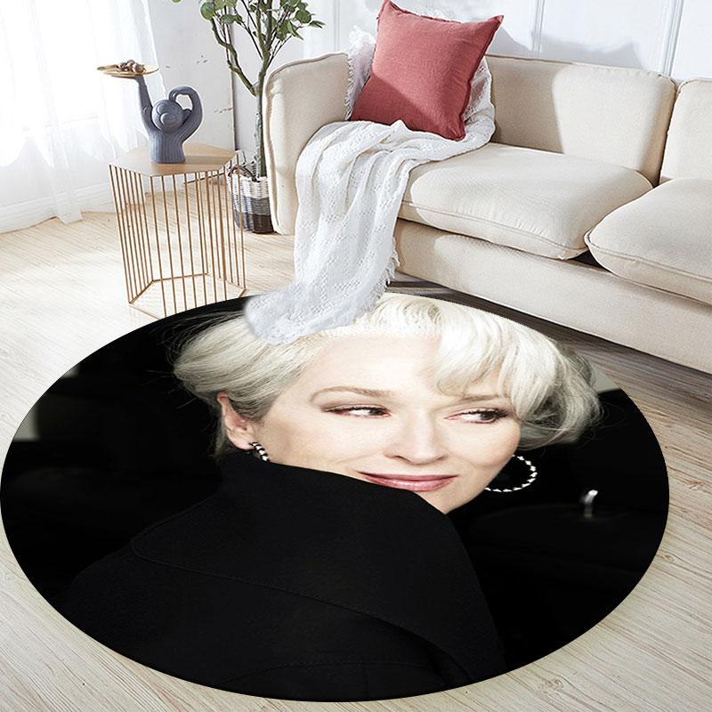Meryl Streep pattern round rug,Carpet Rug for Living Room Bedroom Playroom ,Non-slip Floor Mat,Holiday Gifts and Birthday Gifts.