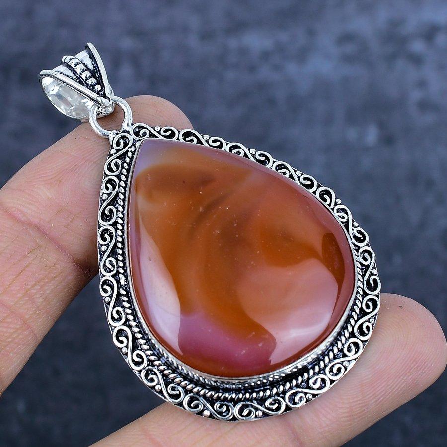 Подвеска из стерлингового серебра 925 пробы с натуральным камнем сердоликом 2,60 дюйма f1Y93