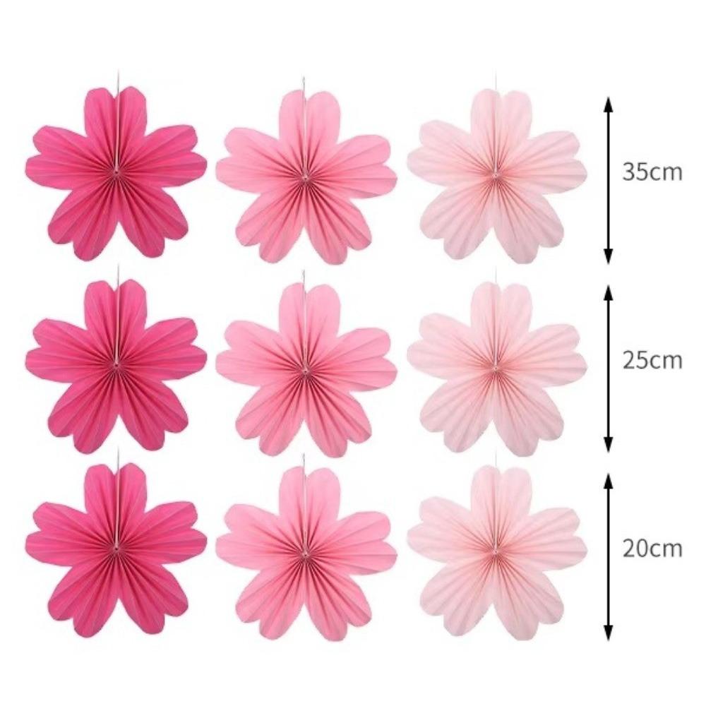 9Pcs/Set Floral Pom Poms Paper Fans DIY Wall Hanging Banner  Birthday Baby Wedding Party Decoration
