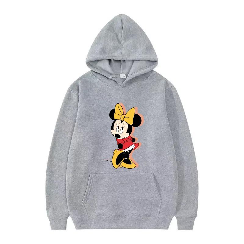 Disney Mickey Mouse Pattern Woman Streetwear Loose Black Winter Tops Clothes Pullovers Ladies Cheap Y2k Hoodies Men Sweatshirts