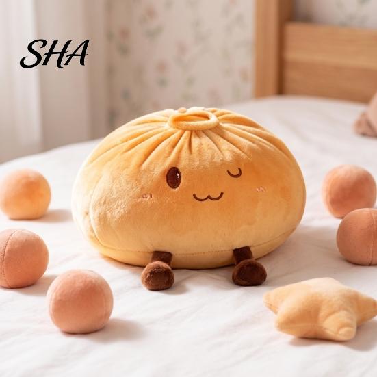 Soft Stuffed Food Cushion Cute Dumpling Plush Pillow, Funny Bun Animal Toy, PP Cotton Fluffy Filling Filled Decorative for Kids Room Sofa And