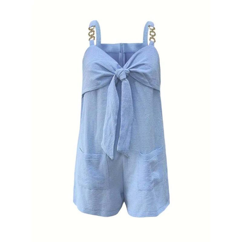 Women European Style Casual Summer Backless Short Suspender Jumpsuit