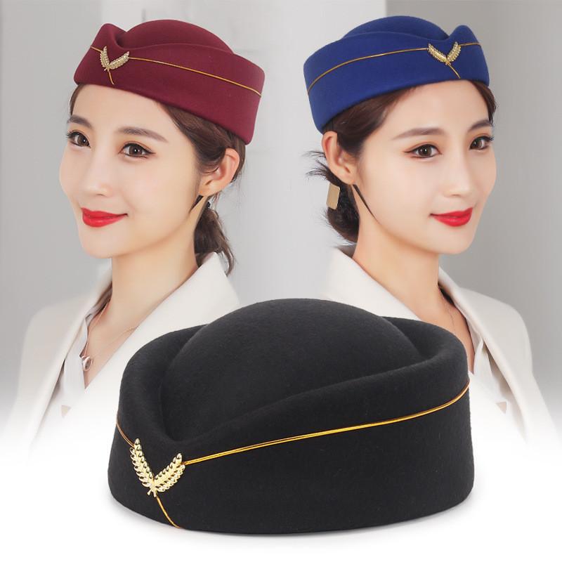 Attendant Flight Beret Hat Women Cap Fashion Casual Stewardess Hats Color Solid