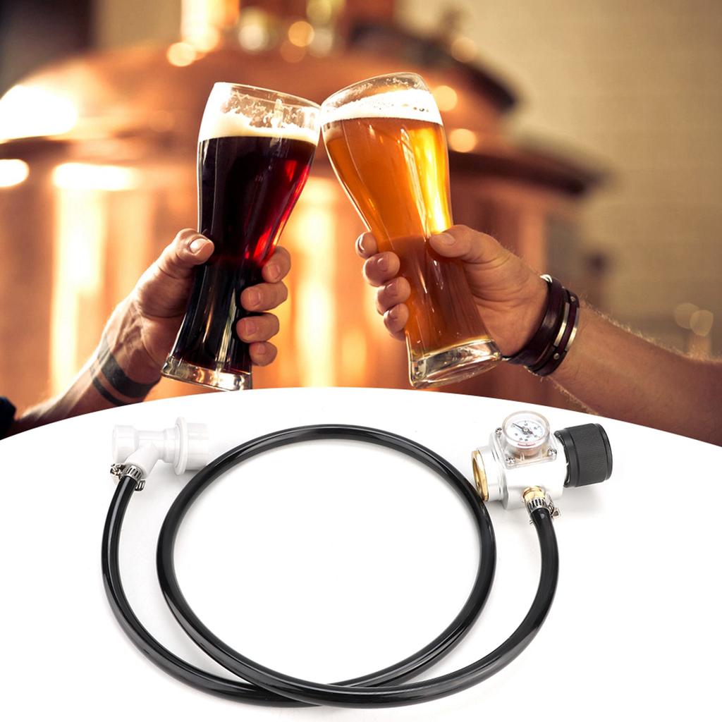 0-90PSI CO2 Mini Gas Regulator 5/16in Gas Line Assembly Pressure Gauge Ball Lock Accessory Kit