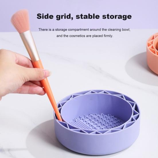 Silicone Makeup Brush Cleaner Bowl 4 Textures Multifunctional Cosmetic Brush Powder Puff Sponge Cleaning Washing Tool Drying Holder