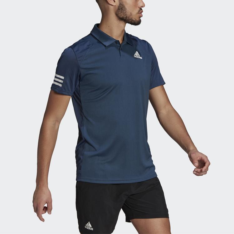 Adidas Клубные 3-полосные теннисные повседневные мужские рубашки-поло с короткими рукавами, темно-синие GL5458