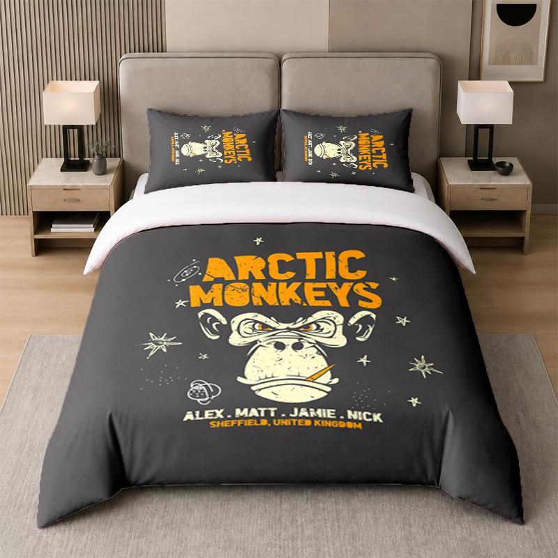 3Pcs Bed Set,Arctic Monkeys 1 Duvet Cover and 2 Pillowcases, Printed Bedding Decor For Guest Room