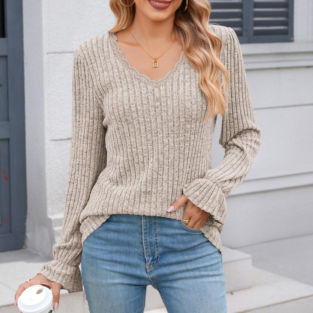 Женские рубашки с длинным рукавом, кружевные топы, деловая повседневная осенняя модная одежда, трикотажные блузки