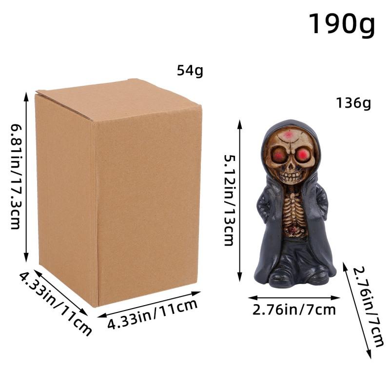 Halloween Standing Skeleton Man Ornaments Creative Halloween Horror Mask Man Resin Crafts Ornaments