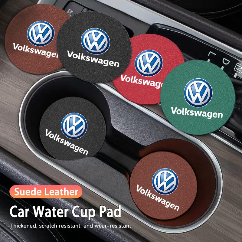 2026 Hot 2Pcs Car Coaster Water Cup Mat Non-Slip Pad For Volkswagen VW Golf Amarok Beetle GTI Magotan T-ROC T-Cross Polo Atlas ID3 Tiguan