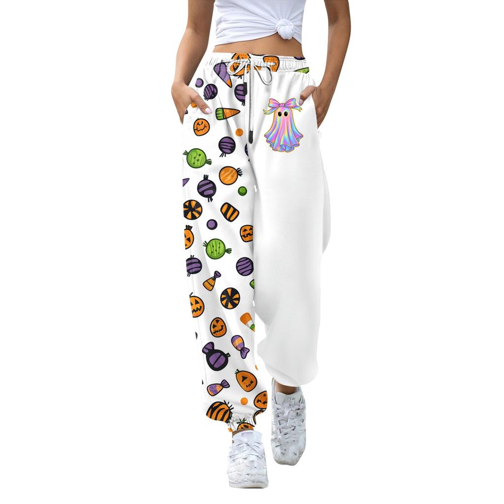 Женские повседневные модные спортивные штаны с принтом на Хэллоуин, повседневные брюки