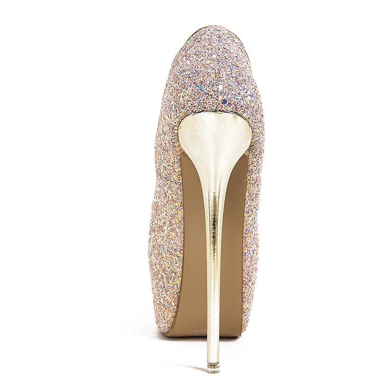 Sexy Peep Toe Extreme High Heels Party Nightclub Stripper Pole Dance Shoes Fashion Sequined Cloth Platform Pumps Women