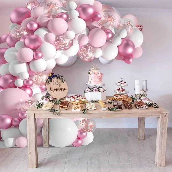 Kit de décoration de ballons - Riavika - 104 PCS - Rose et blanc - Facile à utiliser - Romantique