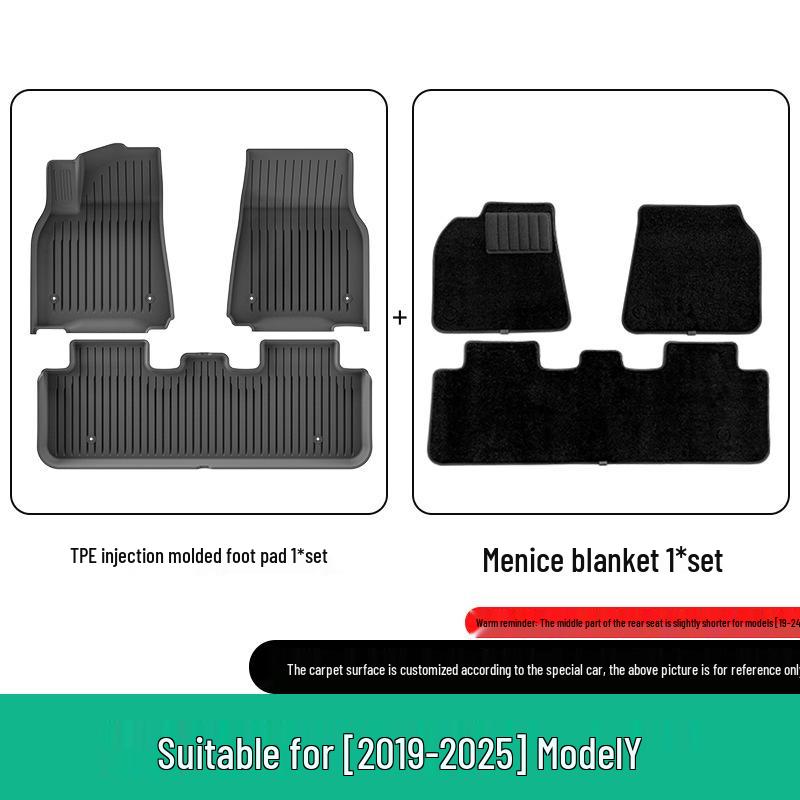 Экологичные коврики для пола автомобиля из ТПЭ для Tesla Model Y 2019-2025, Левый/Правый руль.