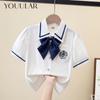 Летняя тонкая школьная форма с короткими рукавами для девочек, студентка, белая рубашка, верхняя рубашка