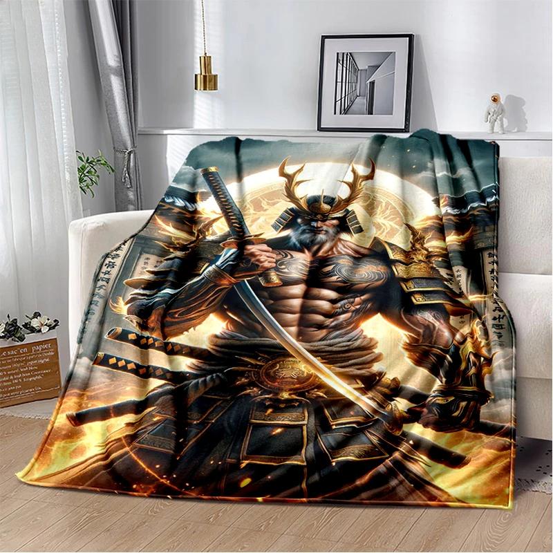 3D Japanese Samurai Bushido Katana Cartoon Game Blanket,Soft Throw Blanket for Home Bedroom Bed Sofa Travel Picnic Cover Kids