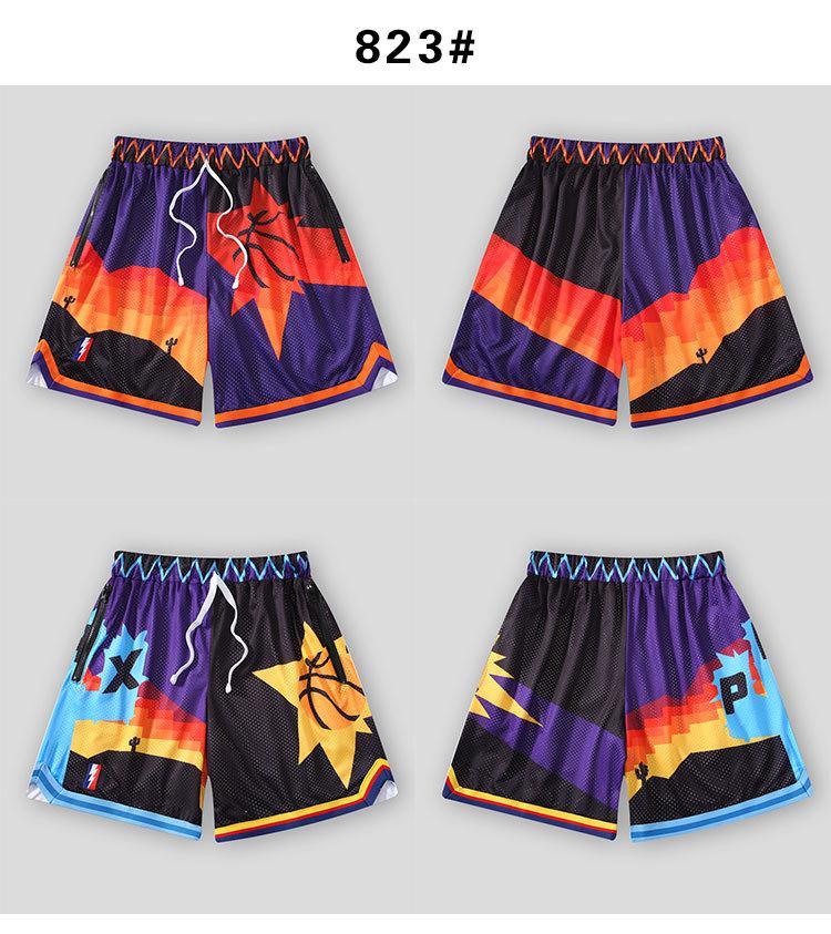 Unisex Retro Mesh Basketball Shorts - Breathable, Double-Layer, Above-Knee Casual Wear for Summer
