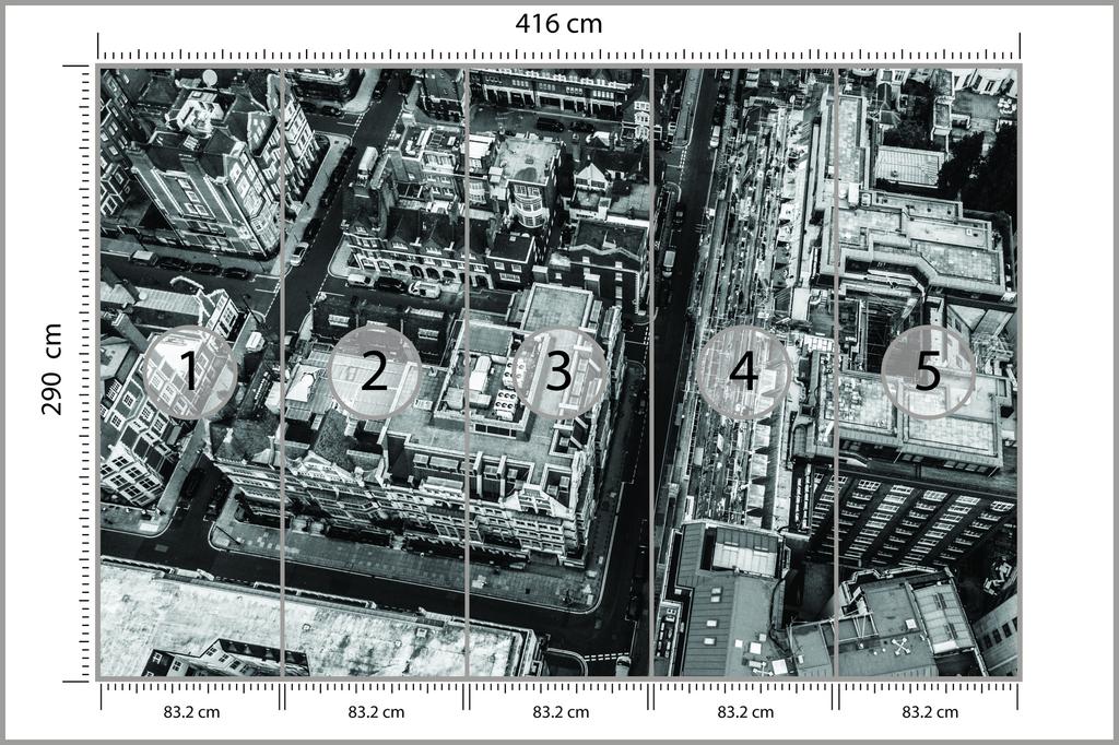 Photomural London Black And White Structural Vinyl 416x290