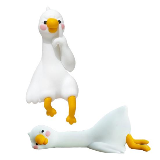 Миниатюрная фигурка гуся из смолы, забавная смоляная маленькая гусыня, декор для компьютера, коллекционная, милая 3D поделка, скульптура для офисного стола, приборной панели автомобиля, домашнего декора