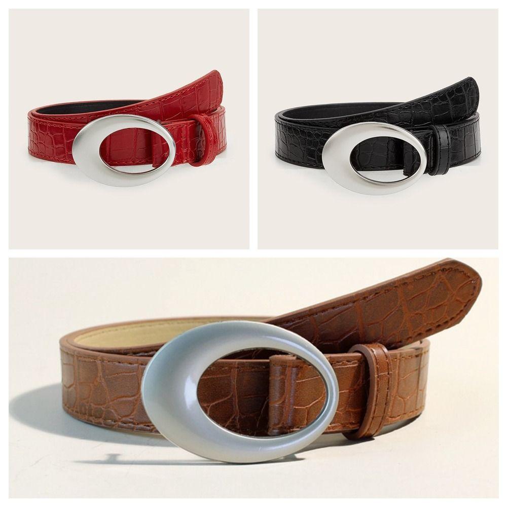 Harajuku Pu Leather Waistband Metal Buckle Jeans Waistband Fashion Retro Y2k Belt Women