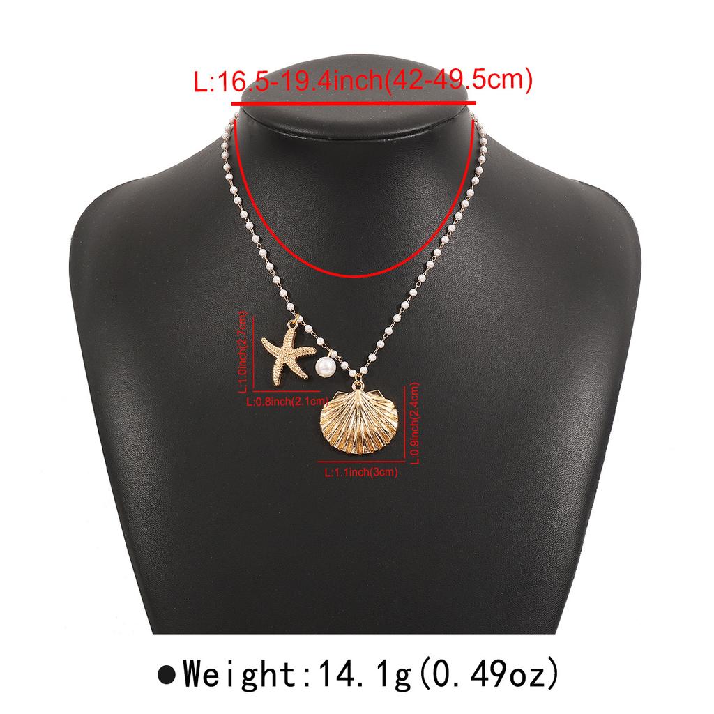 Tooxika Ocean Series Pearl Necklace Extravagant French High Feeling Starfish Shell Collarbone Chain