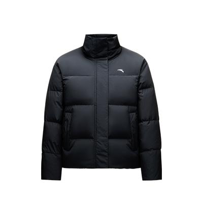 Удобная повседневная однотонная куртка-пуховик с воротником-стойкой на молнии, женская верхняя одежда, черный цвет 962447907-4