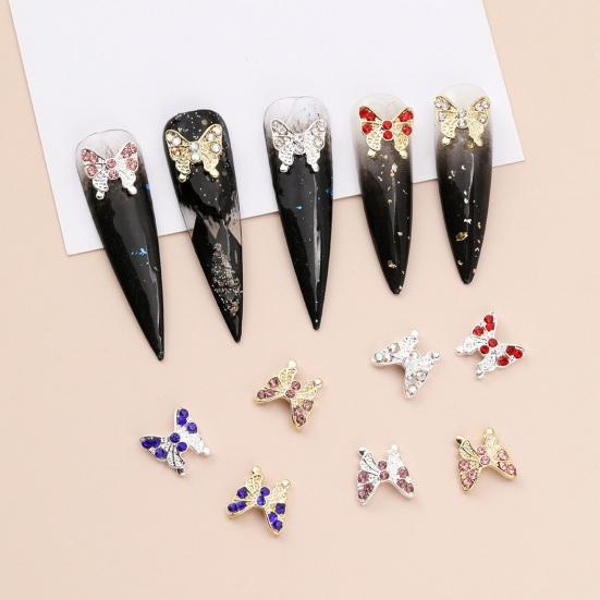 10 шт., подвески для ногтей в виде бабочек, блестящие стразы, инкрустация из искусственного кристалла, 3D подвески, аксессуары для маникюра «сделай сам», ювелирные изделия для дизайна ногтей, украшения для чехла для телефона