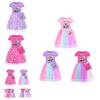 Kpop Demon Hunters Pattern Girl Dress With Cotton Fabric And Pleated Skirt For Kids Girls