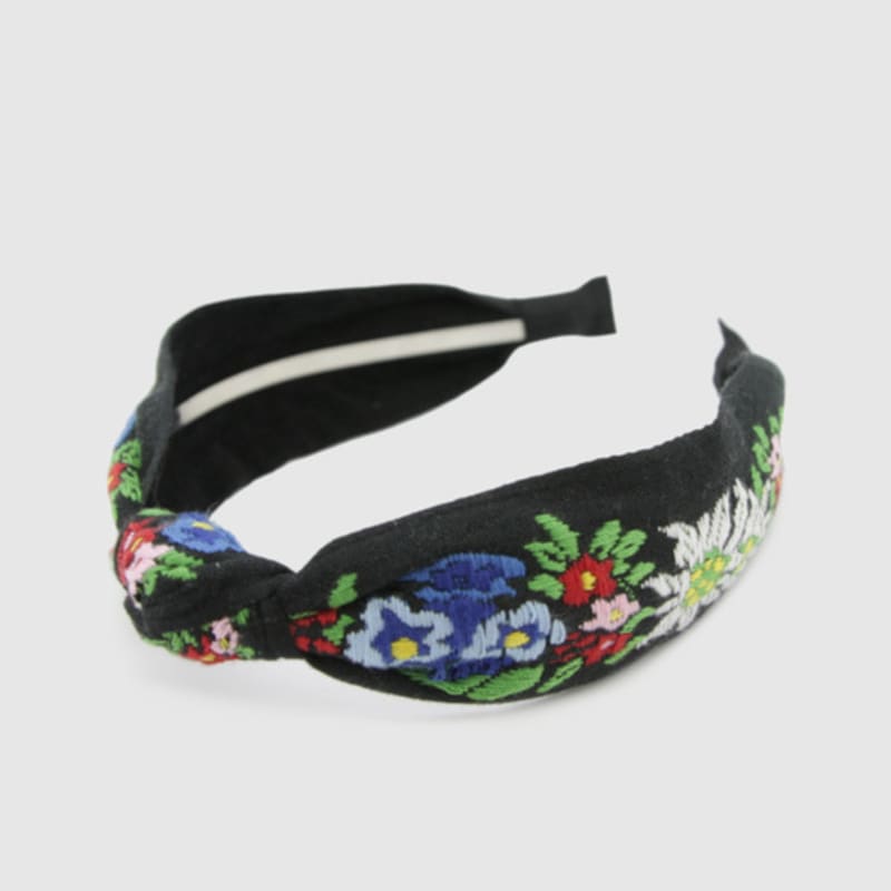 ЛАЛА Богемная повязка для волос с цветами - Черная