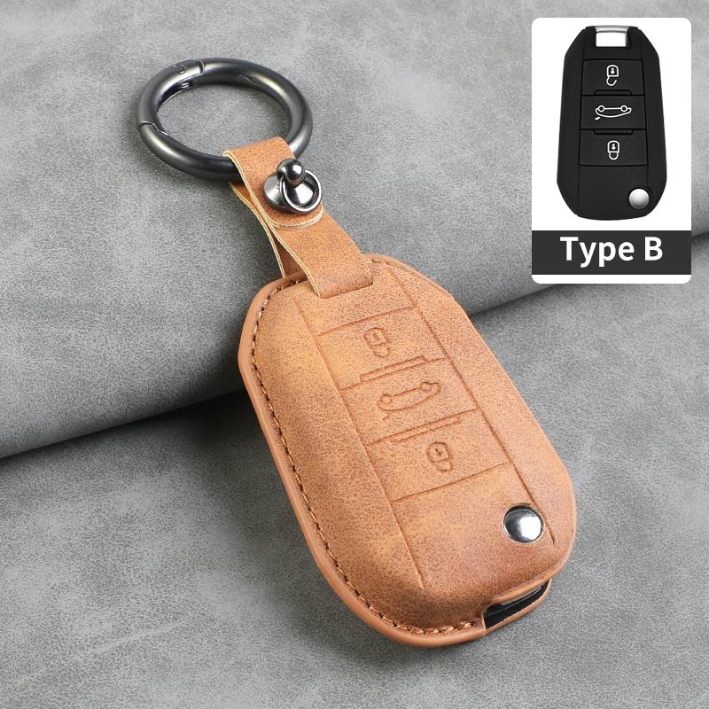 Leather Car Flip Key Case Cover for Peugeot 208 308 408 508 2008 3008 4008 5008 306 407 807 for Citroen C1 C3 C4 CACTUS C6 C8