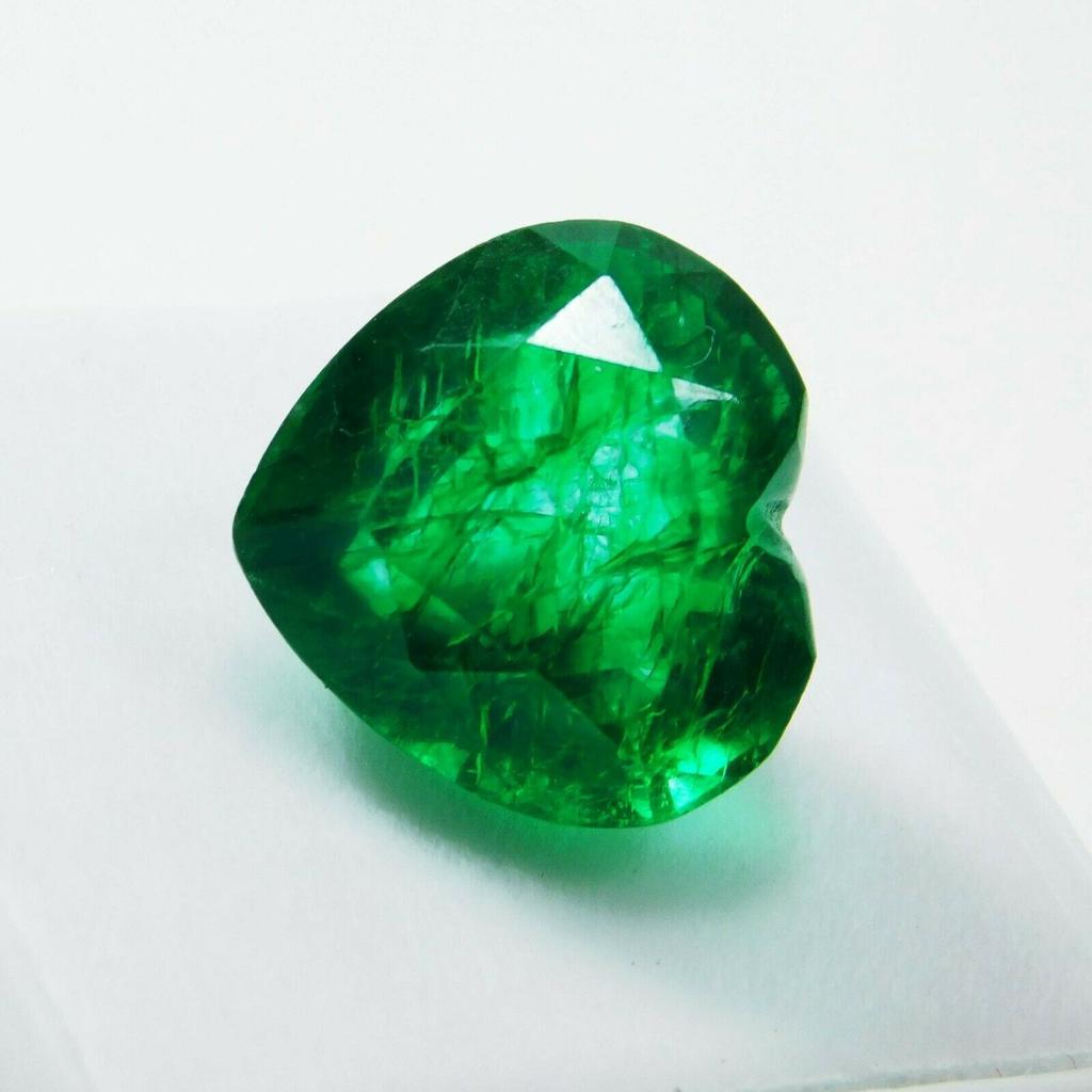 Natural 8 to 10 Ct Pair Green Emerald Loose Gemstones CERTIFIED Heart Shape E-8hh 00E