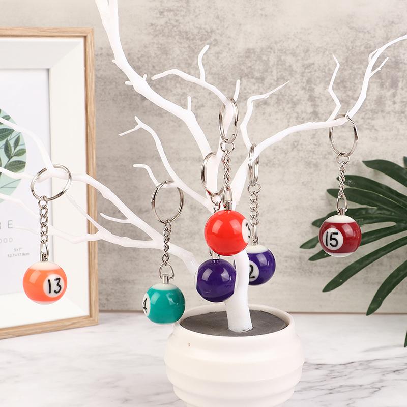 Мини-брелок в форме бильярда, разноцветный брелок для ключей с мячом для бильярда и пула