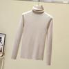 Осень и зима Новый свитер с высоким воротом Женский пуловер Длинный рукав Базовые топы Приталенный трикотажный низ Рубашка Короткие свитера