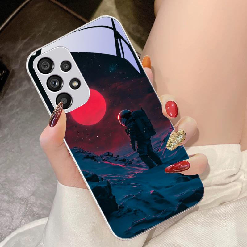Red Moon Explorer Чехол для телефона из закаленного стекла для Samsung Galaxy S10 4G S20 11E 30 S21 22 S24 Fe Pro S23 S25 Ultra 5G S9