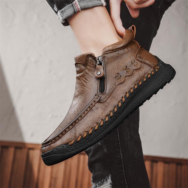 Plus Size 39-48 Men's High-top Casual Shoes Handmade Shoes Casual Sneakers