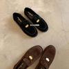 Seconds Hair~ Su Yinyin's Same Shoes Miu's Small Gold Coins, Genuine Leather Suede, One Pedal Loafers, Women's Small Leather Shoes