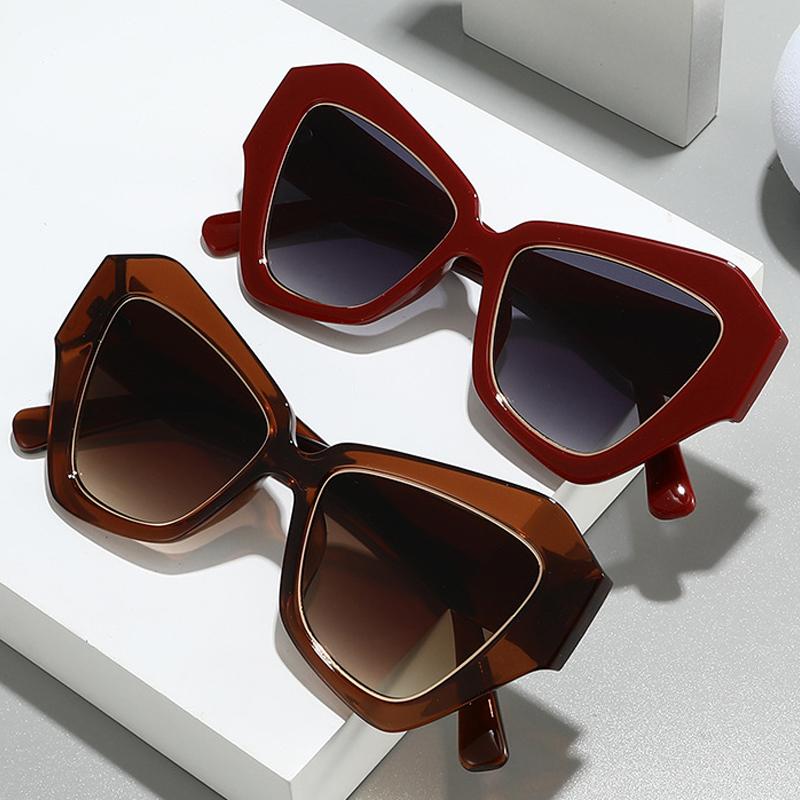 Ins Popular Fashion Cat Eye Women Sunglasses Polygon Shades UV400 Retro Candy Color Men Sun Glasses