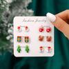 Hot Christmas New Products Santa Claus Snowman Elk Creative Cute Cartoon Stud Earrings Combination Resin