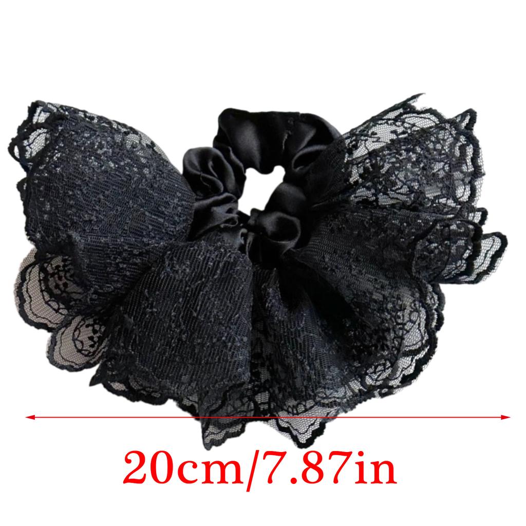 Ballet Skirt Lace Hair Tie Double Layer Ruffled Scrunchie With Invisible Elastic Core Hairpiece For Feminine Hairstyles
